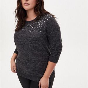 Torrid Super Soft Plush Crew Neck Embellished Sweatshirt Size 2X Gray